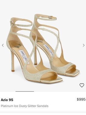 Jimmy Choo Azia 95 Platinum Ice Glitter Strappy Stiletto Sandals
